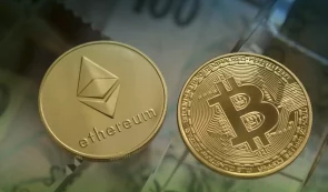 Bitcoin (BTC) and Ethereum (ETH) tokens