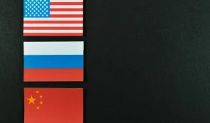 Chinese, Russian and U.S. Flags
